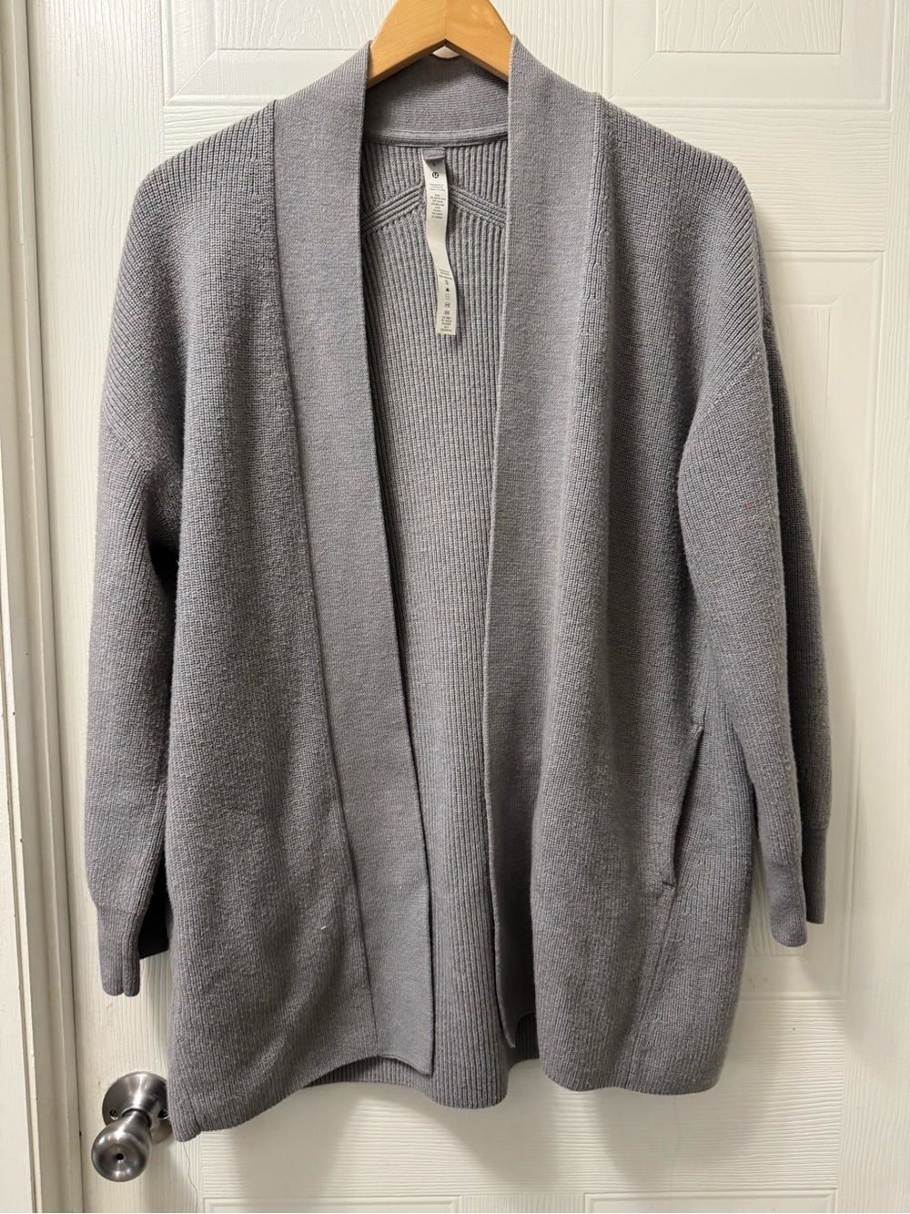 lululemon athletica Gray Open-Front Knit Cardigan